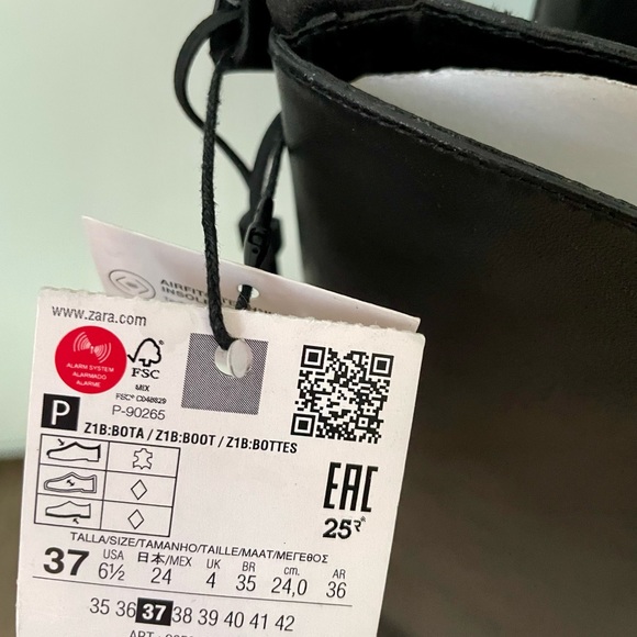 ZARA LEATHER BOOTS WITH BUCKLE US 6.5 - Picture 10 of 15